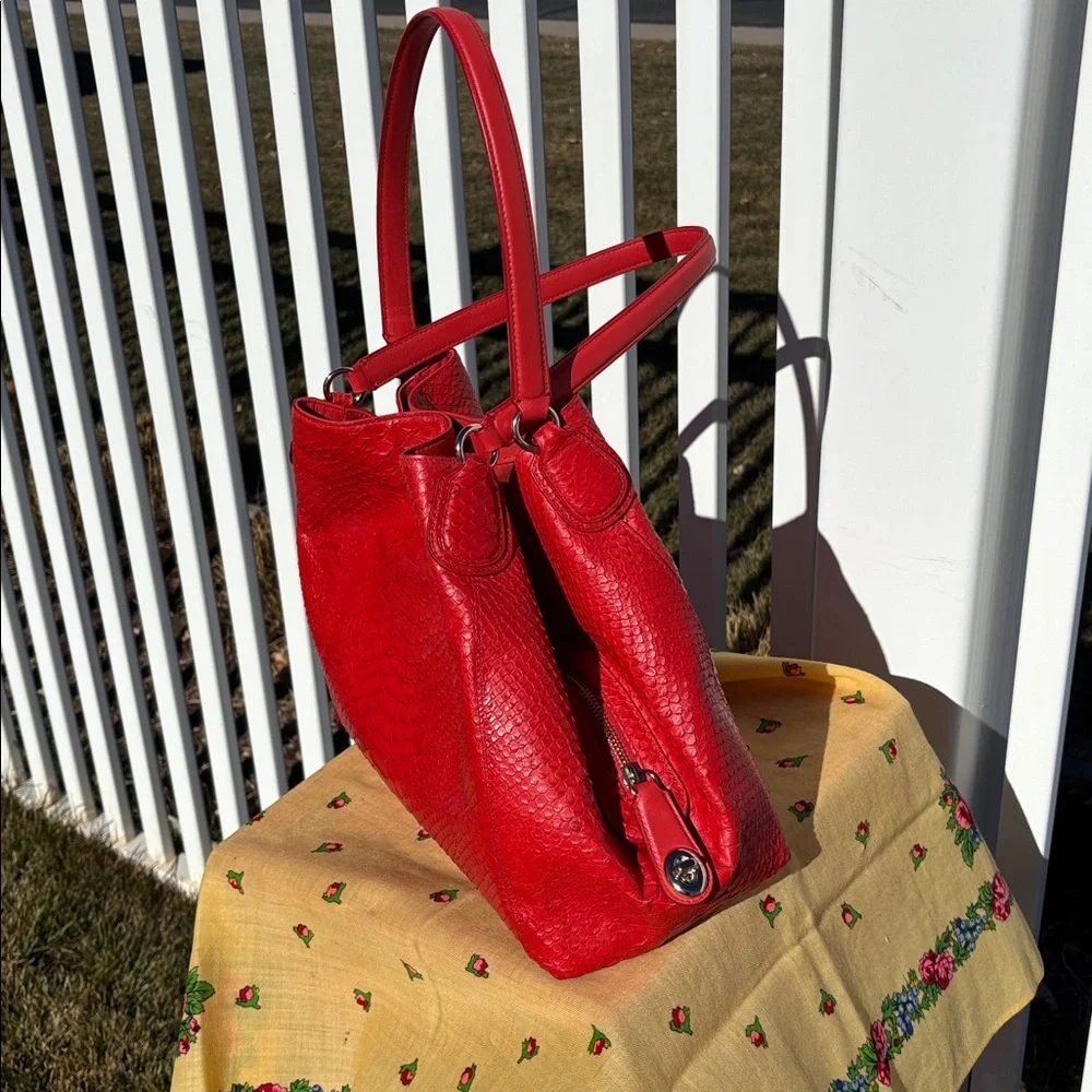 Coach Edie Python Handbag EUC, Color Watermelon
